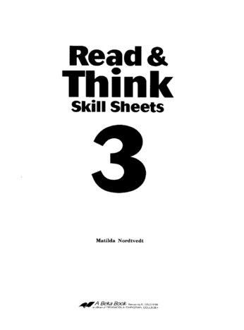 [Sách] Abeka Grade 3 : Read _ Think Skill Sheets – Abeka Grade 3 – Sách ...