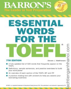 [Sách] Barron's - Essential Words for the TOEFL Test of English as a Foreign Language 7th Edition – Sách giấy gáy xoắn